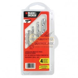 Juego de 4 Brocas para Concreto Black&Decker BD0040CS
